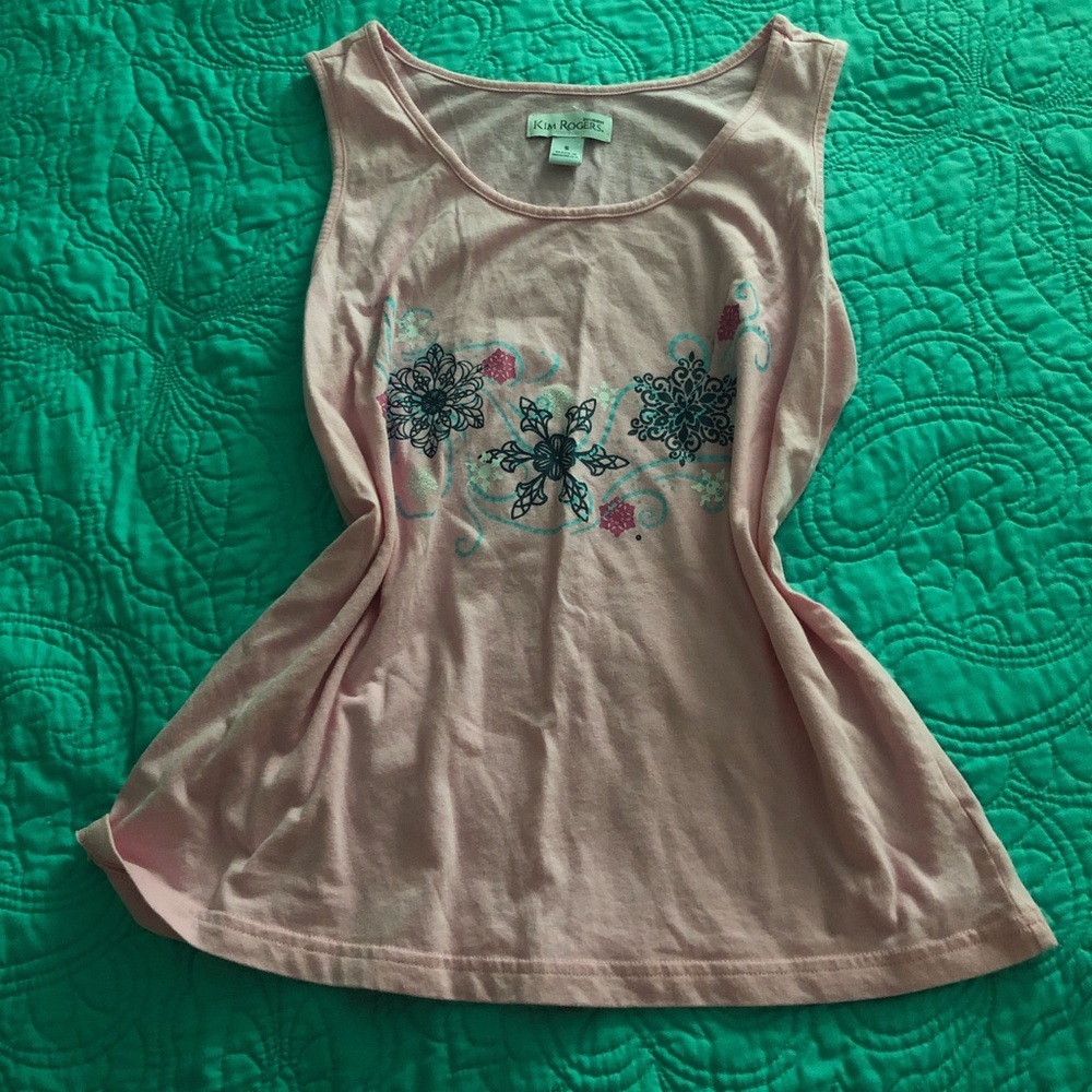 Kim Rogers Pink Floral Tank Top
